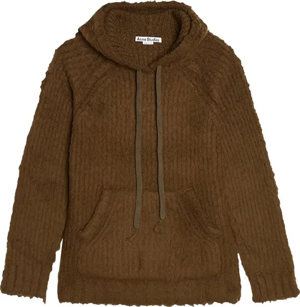 Худи Acne Studios Fluffy Wool-Blend Hoodie Khaki Green, зеленый