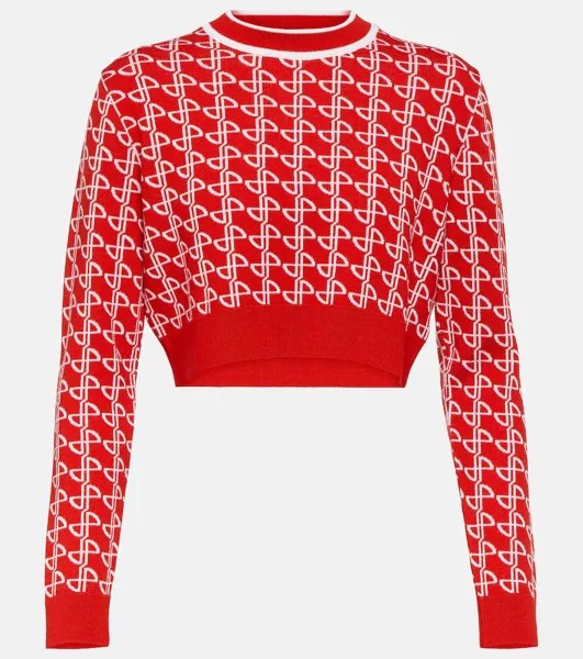 Жаккардовый шерстяной свитер с логотипом Patou, красный