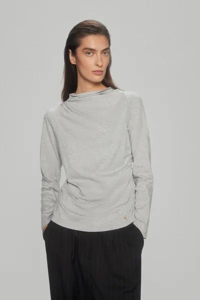 Однотонная футболка со сборками Pedro del Hierro, серый