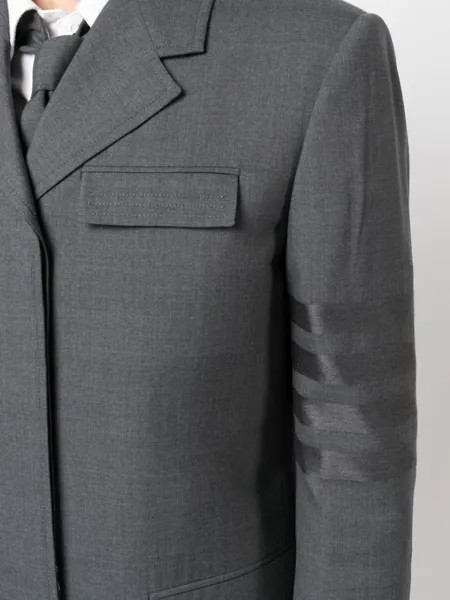 Шерстяное пальто с полосками 4-Bar Thom Browne, серый