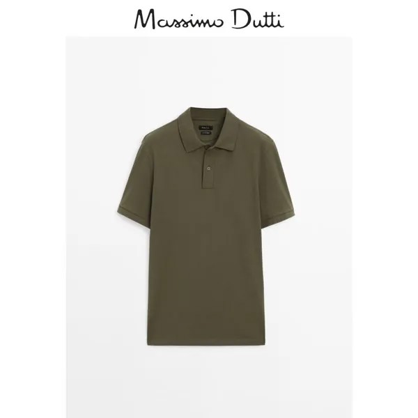 Рубашка-поло мужская Massimo Dutti дышащая, зеленый