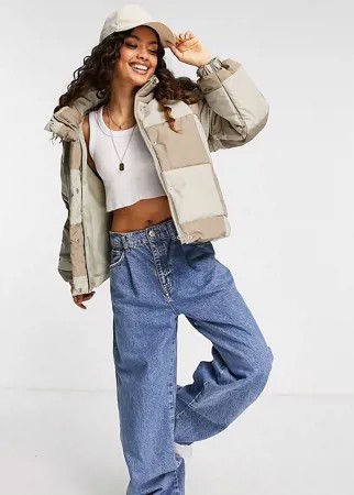Пуховик в монохромную шахматную клетку ASOS DESIGN Petite-Разноцветный