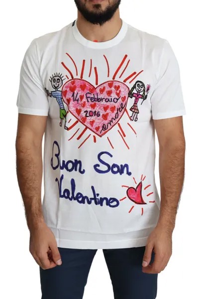 Футболка DOLCE - GABBANA Белая с принтом сердечек Святого Валентина для мужчин IT46/US36/S $600