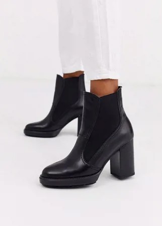 Черные кожаные ботинки на массивной подошве Depp-Черный