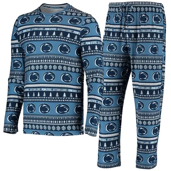 Men's Concepts Sport Navy Penn State Nittany Lions Ugly Sweater Set с длинными рукавами и брюками