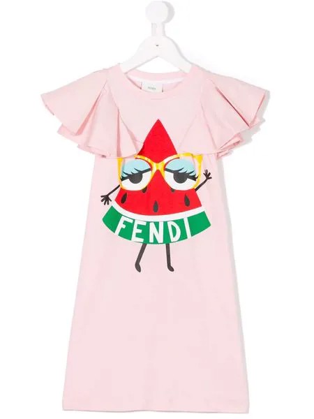 Fendi Kids платье с принтом арбуза с логотипом