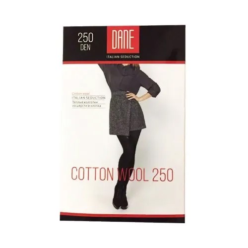 Колготки Dane Cotton Wool, 250 den, размер 3, черный