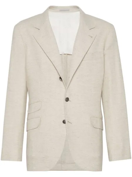 Brunello Cucinelli однобортный пиджак с узором в елочку, нейтральный цвет