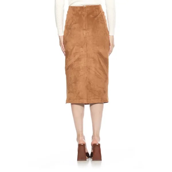 Женская замшевая юбка-карандаш ALEXIA ADMOR Zayla со рюшами ALEXIA ADMOR, коричневый