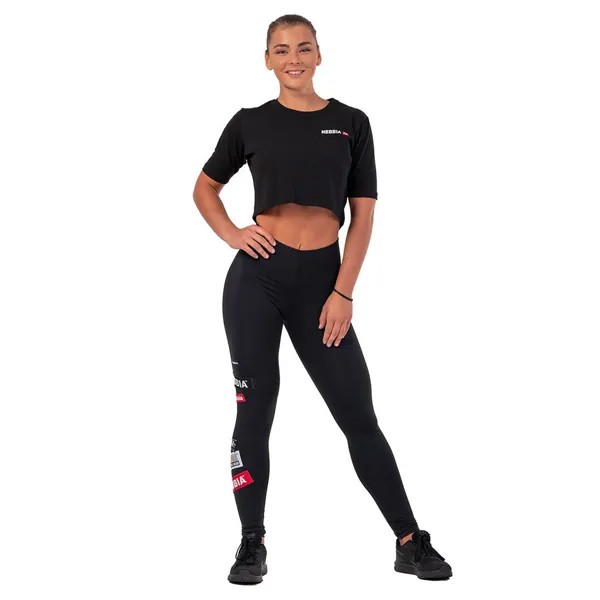 Футболка с коротким рукавом Nebbia Minimalist Logo Crop 600, черный