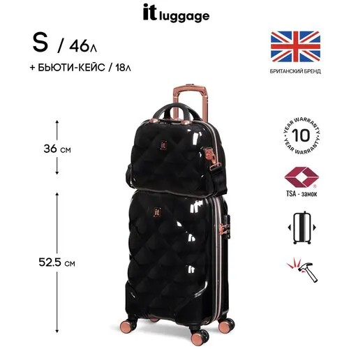 Комплект: чемодан и бьюти-кейс it luggage/ручная кладь S+бьюти-кейс/46л+18л/поликарбонат