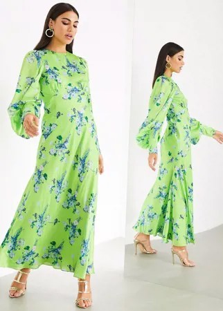 Атласное платье макси с цветочным принтом ASOS EDITION-Многоцветный