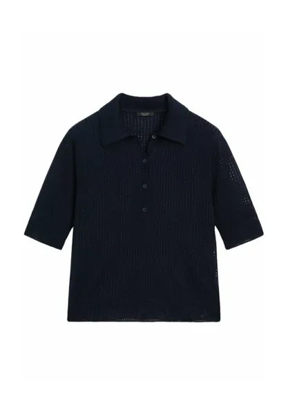 Рубашка поло CUTWORK WITH COLLAR Massimo Dutti, темно-синий