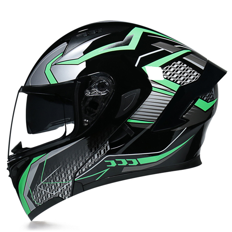 Мотоциклетный шлем с откидной крышкой Casco Moto cross MTB Enduro, полностью закрывающий лицо, внедорожный Чоппер, шлем Vespa, самокат, зеленый кабельный ш...