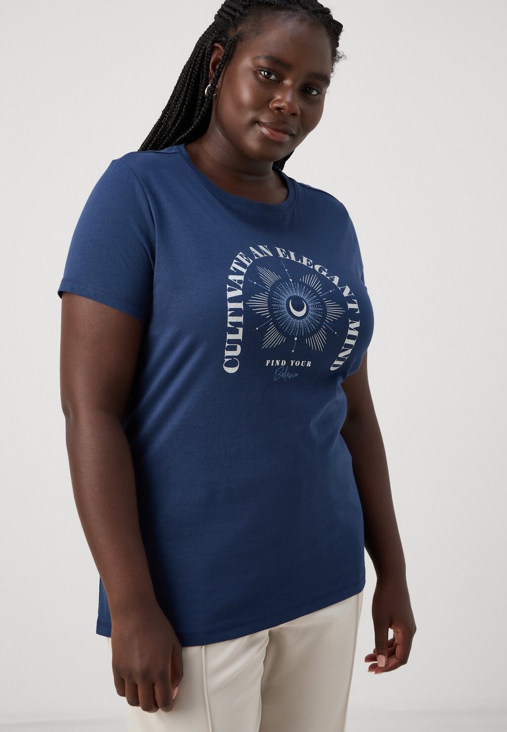 Футболка с набивным рисунком CARDIALA LIFE TEE ONLY Carmakoma, темно-синий