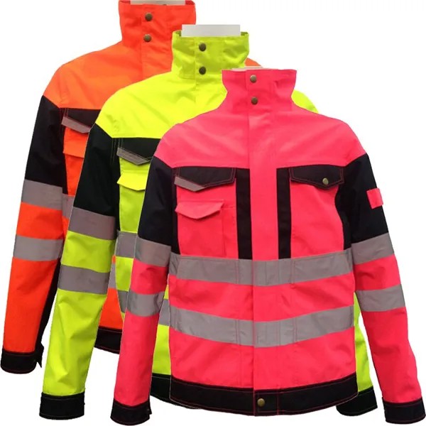 Видимая куртка, розовая Защитная куртка с отражающими лентами, дождевик для женщин, рабочая куртка, рабочая одежда