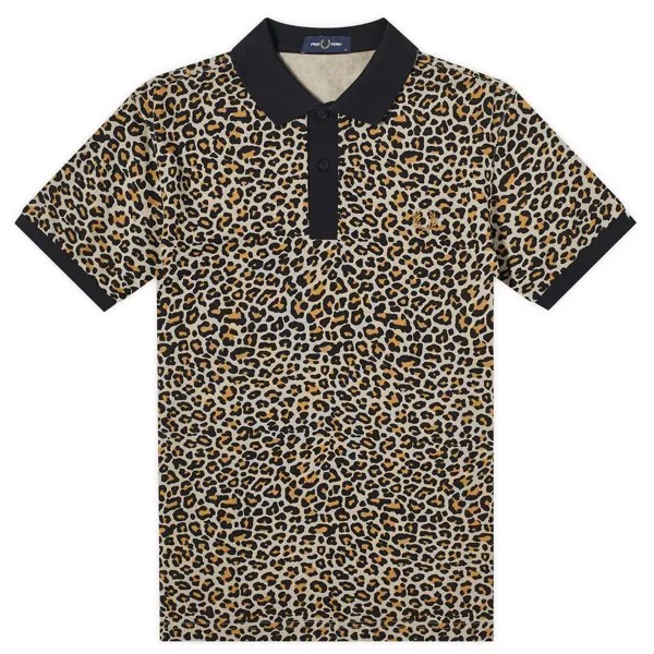 Поло Fred Perry Leopard Print Polo, цвет Warm Grey