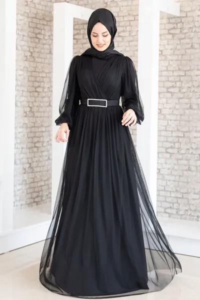 Платье мусульманское Fashion Showcase Design T13564 черное 38 EU (доставка из-за рубежа)
