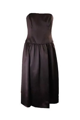 Коричневое коктейльное платье из сатина без бретелек Laundry By Shelli Segal 10