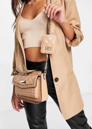 Бежевая стеганая сумка через плечо с цепочкой River Island-Светло-бежевый цвет