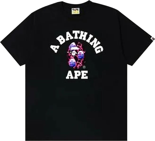 Футболка BAPE Lightning College Tee 'Black/Black', черный