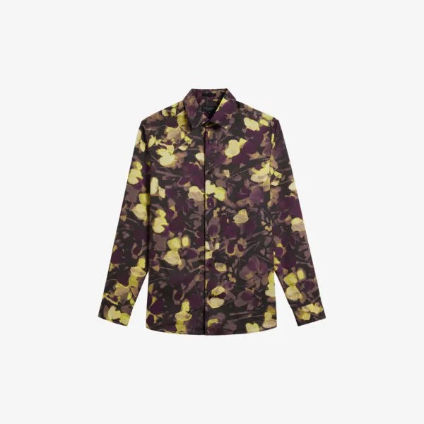 Тканая рубашка классического кроя с акварельным цветочным принтом Ted Baker, мультиколор
