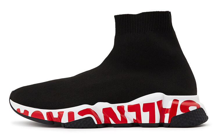 Кроссовки Balenciaga Graffiti Speed, черный / красный