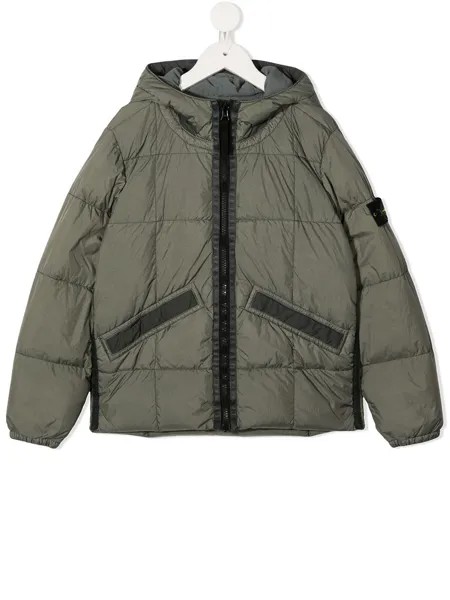 Stone Island Junior пуховик с нашивкой-логотипом