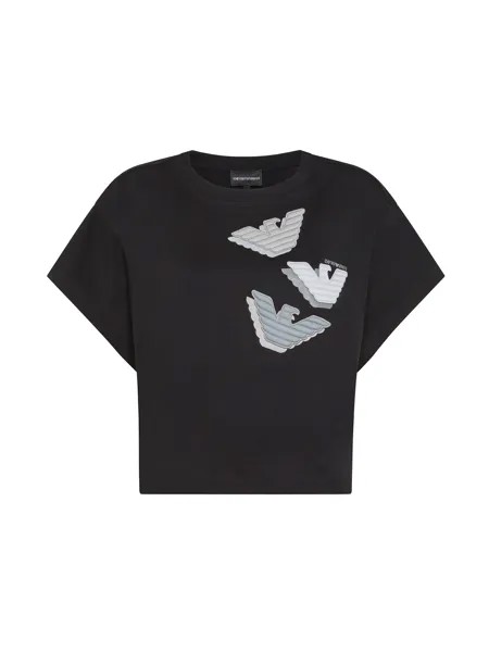 Emporio Armani хлопковая футболка с нашивкой-логотипом в виде орла, черный