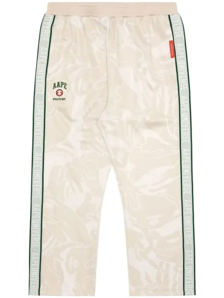 Спортивные брюки с вышитым логотипом и принтом AAPE BY *A BATHING APE, бежевый