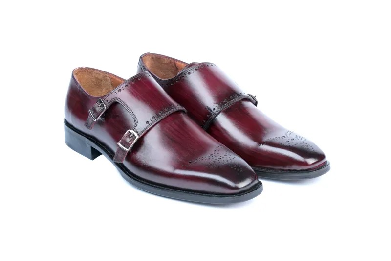 Двойной ремешок монки Dorchester с ручной росписью VellaPais, цвет Dark Red