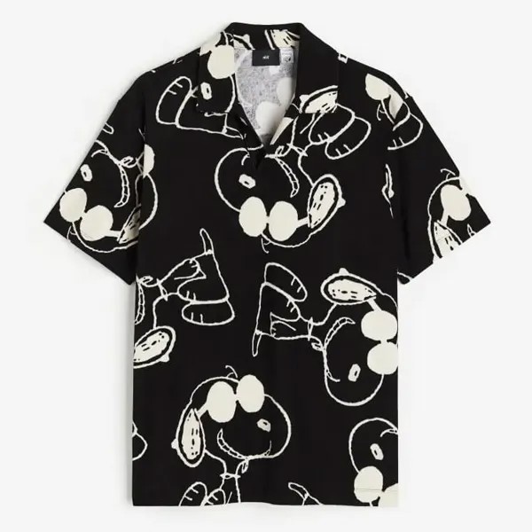 Футболка поло H&M Snoopy Regular Fit Terry, черный