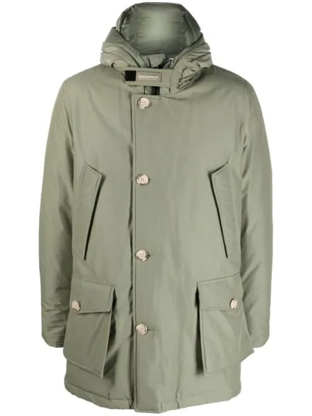 Woolrich парка на пуговицах с капюшоном, зеленый
