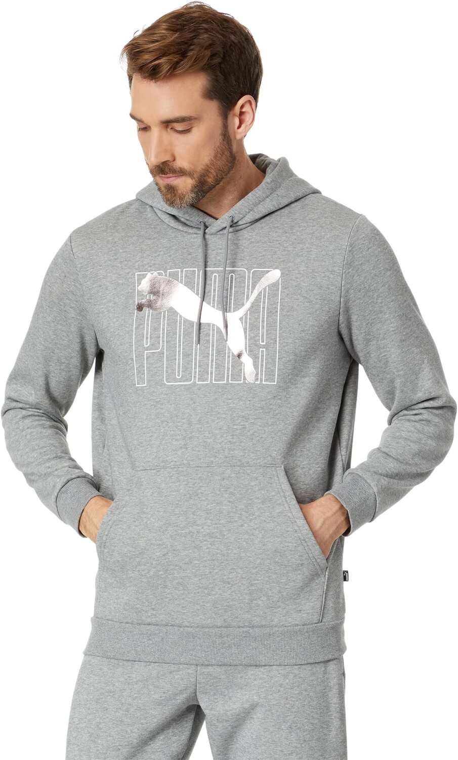 Пуловер с капюшоном Essentials+ Logo Lab Holiday PUMA, цвет Medium Gray Heather