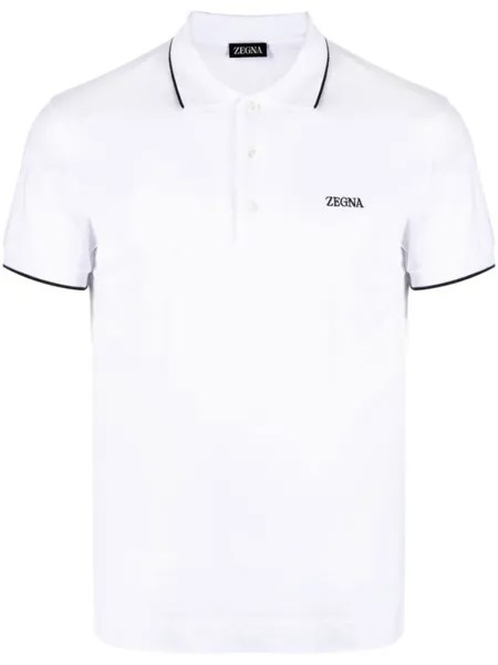 Zegna рубашка поло с вышитым логотипом, белый