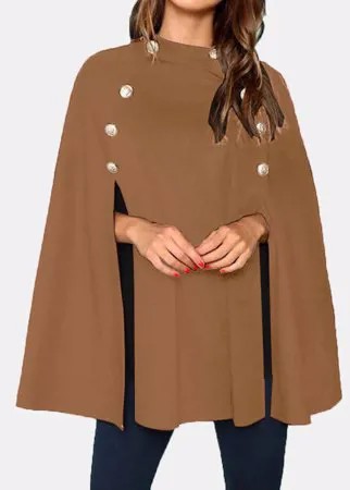 Женское однотонное пальто с пуговицами сбоку
