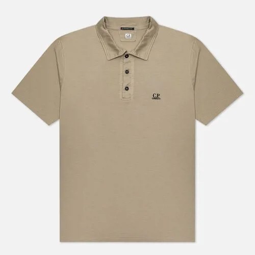 Мужское поло C.P. Company 70/2 Mercerized Jersey Twisted Logo бежевый, Размер XXXL