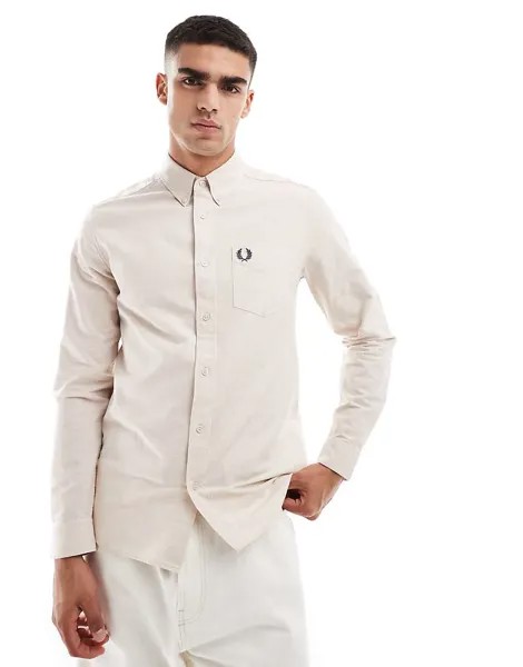 Белая оксфордская рубашка с длинными рукавами Fred Perry