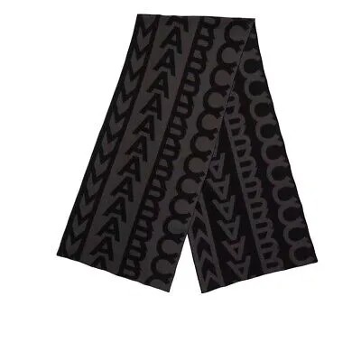 Marc Jacobs Вязаный черно-серый шарф с монограммой унисекс