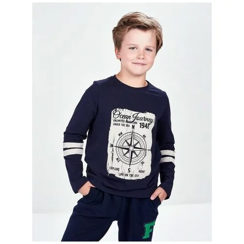 Лонгслив Mini Maxi, хлопок, размер 122, синий