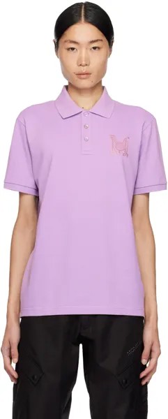 Пурпурная футболка-поло с нашивками Moncler