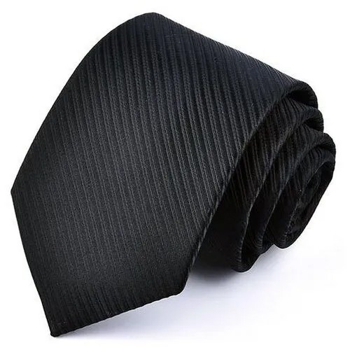 Широкий галстук мужской жаккардовый однотонный с полосатой текстурой черный