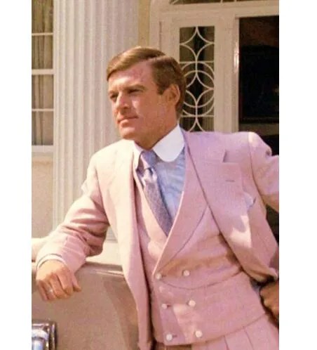 Классический розовый льняной мужской костюм тонкий 3 шт смокинг, костюмы жениха на заказ Выпускной Блейзер Terno Masculino блейзер (пиджак + брюки + ...