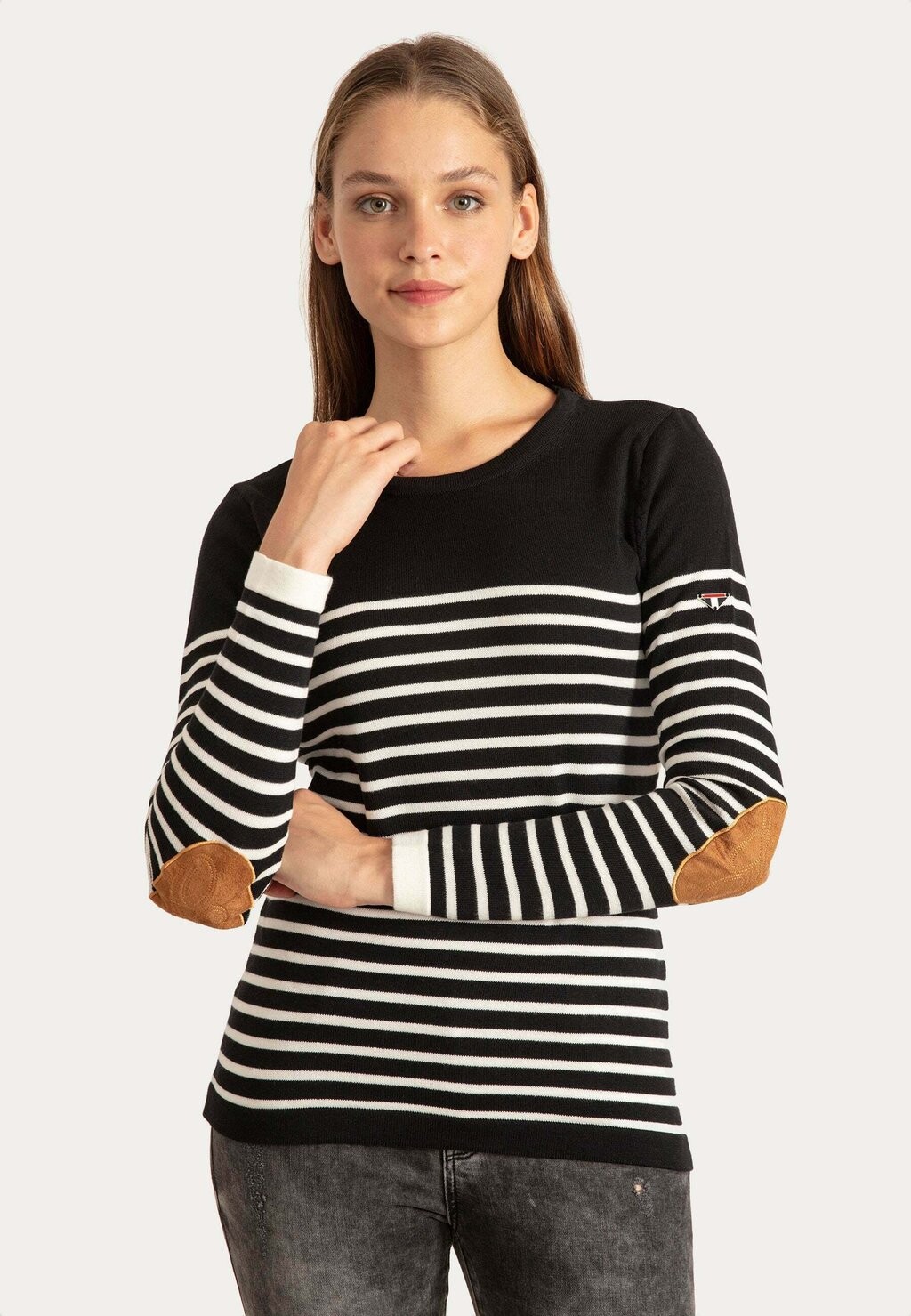 Вязаный джемпер MODERN FIT STRIPED PATTERN Jacey Quinn, цвет black ecru