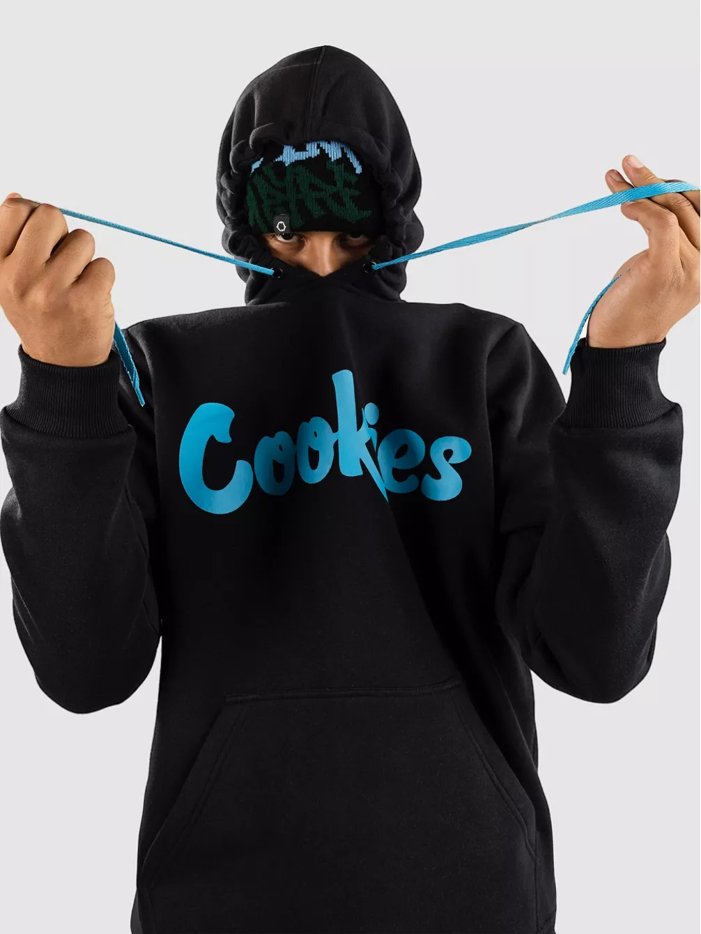 Оригинальное худи из флиса мятного цвета Cookies, черный