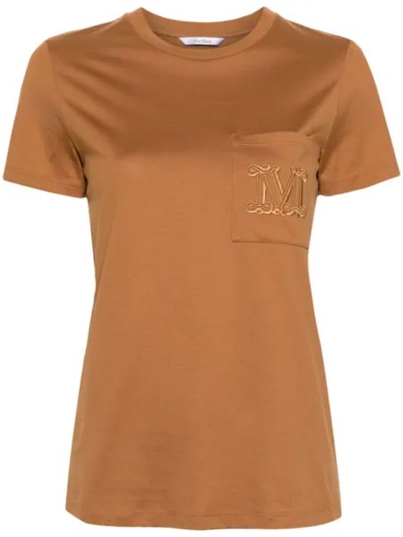 Футболка с вышитым логотипом Max Mara, коричневый