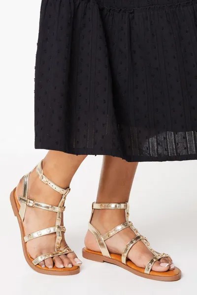 Faith: гладиаторские сандалии Milan с шипами Dorothy Perkins, золото