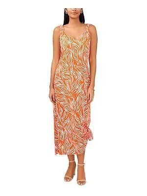 MSK Женское оранжевое пуловер с завязками без рукавов и V-образным вырезом Макси-платье-футляр M