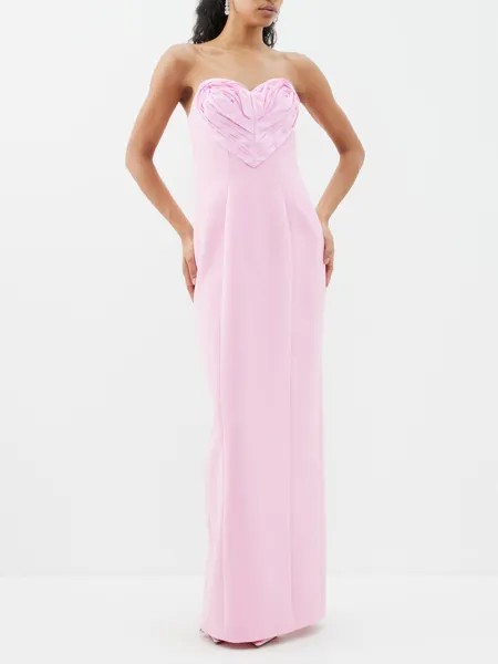 Атласное платье без бретелек в форме сердца Carolina Herrera, розовый
