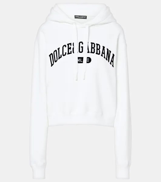 Хлопковая толстовка с логотипом Dolce&Gabbana, цвет bianco ottico